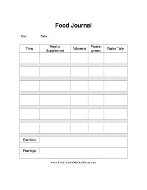 A printable food journal specifically for use post