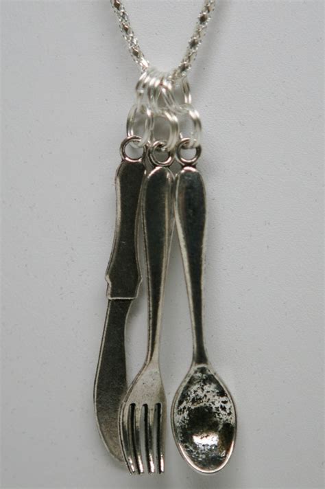 Knife Fork And Spoon Necklace Fun Silverware Jewelry 2111