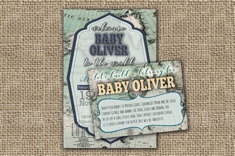 Welcome To The World Baby Shower Invitation Printable With Vintage Map