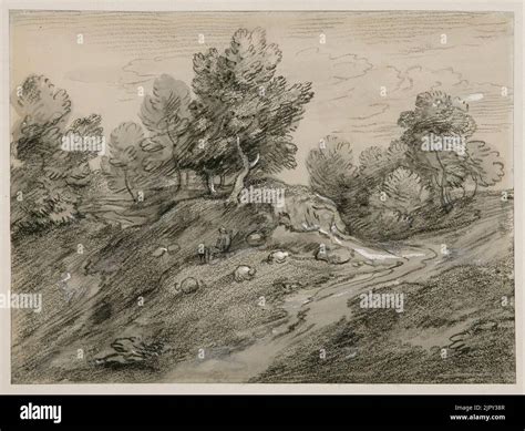 Thomas Gainsborough Wooded Upland Landscape With Shepherd And Sheep