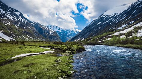 Mountains Landscapes Nature Valley Norway Rivers Wallpaper 2560x1440