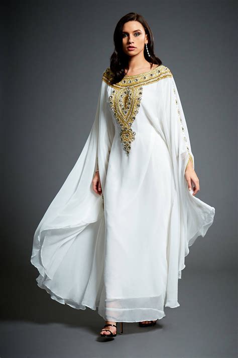 Abaya Kaftan Dress Arabic Goddess Wedding Dress Gold Embellished