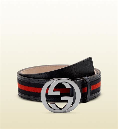 Lyst Gucci Signature Web Belt With Interlocking G Buckle In Black For Men