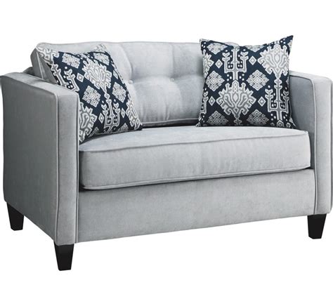 Grey Twin Size Sleeper Sofa With Double Decorative Pillows 