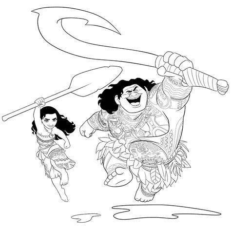 Moana Maui Hook Coloring Page Coloring Pages