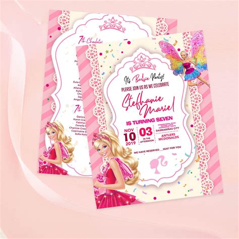 Personalized Barbie Birthday Invitation Cards 16 Pcs Lupon Gov Ph