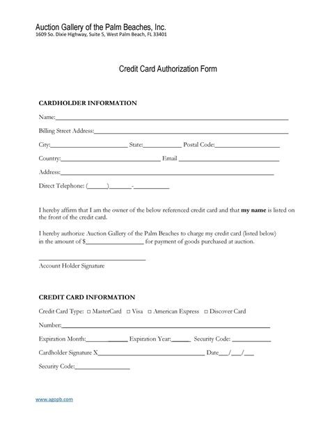 Free Printable Pdf Credit Card Authorization Form
