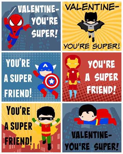 Free Printable Superhero Valentines Superhero Valentines Superhero