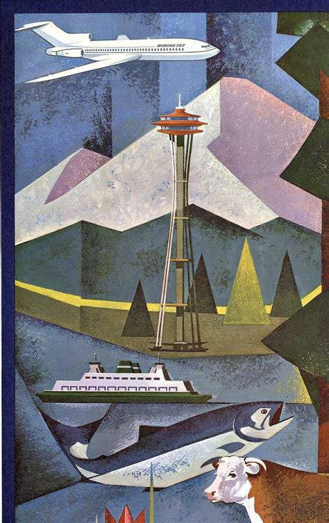Harry Bonath Original Visit Washington State Diamond 75th Jubilee Vintage Postger For Sale
