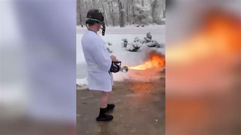 Kentucky Man Uses Flamethrower To Clear Snow The Kitchen
