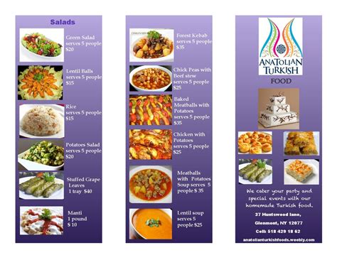 Anatolian Turkish Food Menu