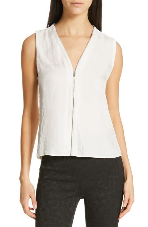 Rag And Bone Valarie Zip Front Sleeveless Top In Antique White Modesens