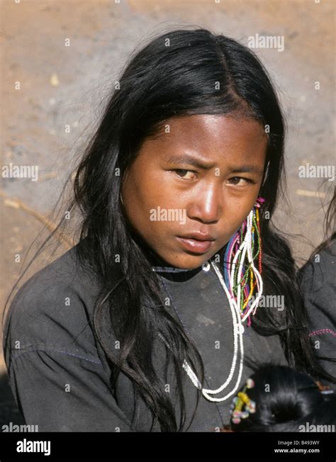 Myanmar Burma Shan State Ann Tribespeople Girl Stock Photo Alamy