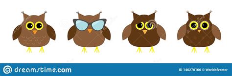 Cute Owl Set Line Big Eyes Sunglasses Cute Cartoon