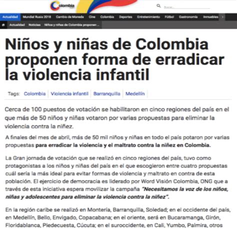 Ni Os Y Ni As De Colombia Proponen Forma De Erradicar La Violencia