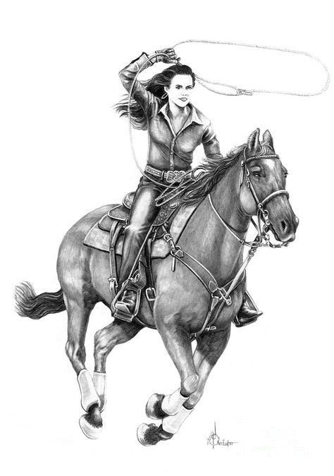 Cowgirl Drawing Cowgirl Art Equine Art Pencil Drawings Drawings