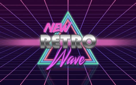 Retro Style Neon 1980s Vintage Digital Art Synthwave Typography New
