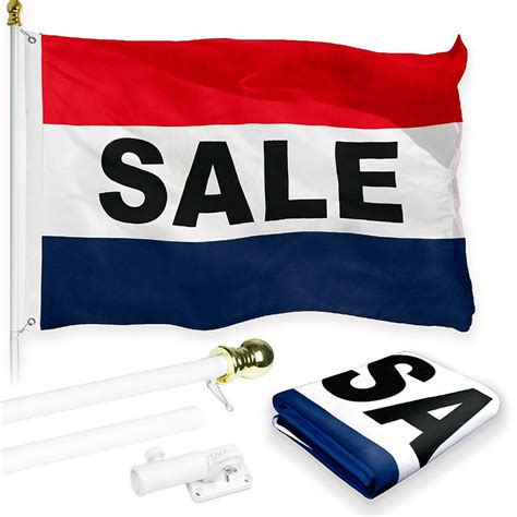 G128 Combo Pack 6 Feet Tangle Free Spinning Flagpole White Sale