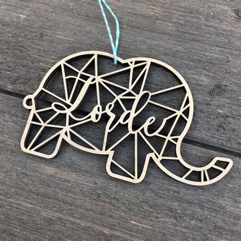 Personalized Elephant Geometric Ornament 5 Inches Wide Etsy