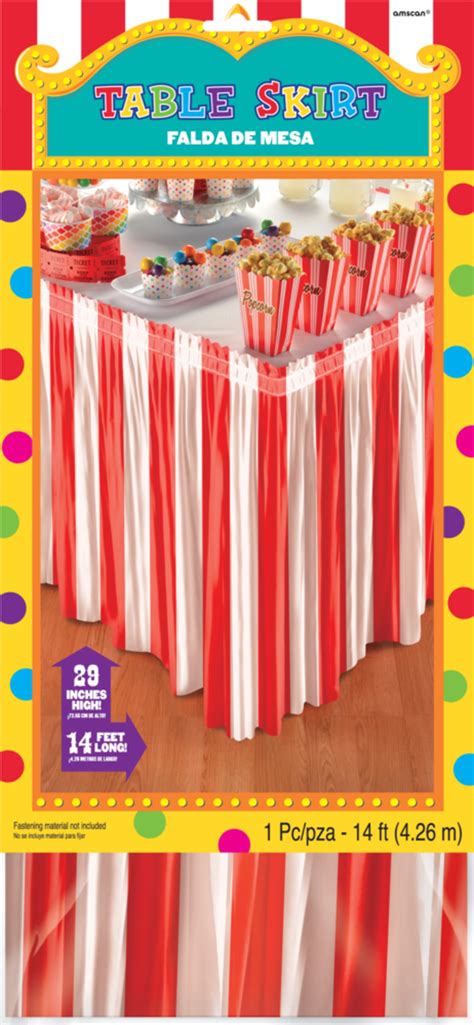 Red And White Striped Table Skirt Party City