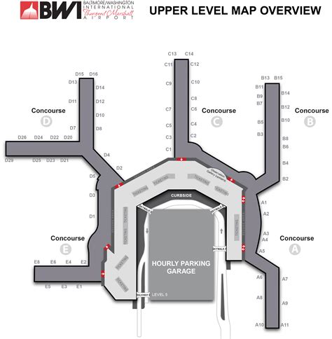 Baltimore Washington Airport Map Bwi Printable Terminal Maps Shops