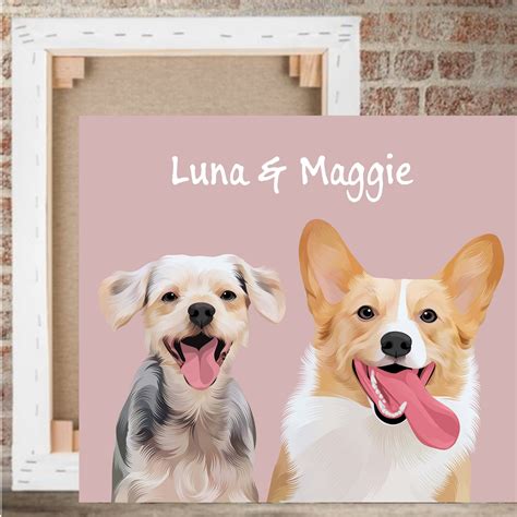 Classic Personalised Two Pet Canvas Fable And Fang