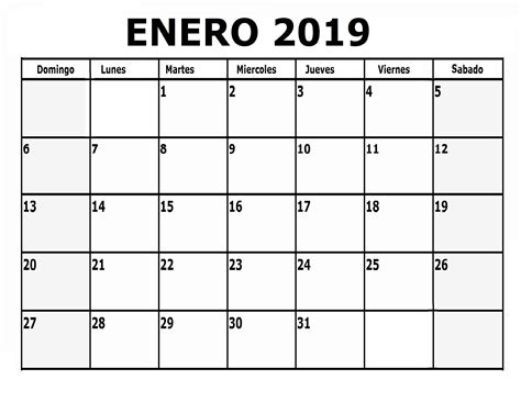 Calendario Enero 2019 Para Imprimir Calendar Math Periodic Table