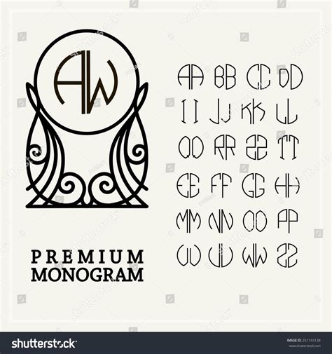 Set Template Letters Create Monograms Two Stock Vector Royalty Free