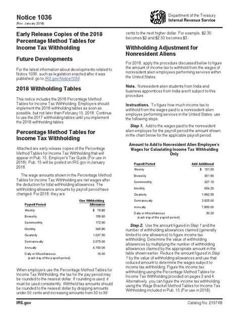 Irs released notice 1036, this updated the 2018 income tax withholding tables. Notice 1036: Updated 2018 Withholding Tables | Withholding ...