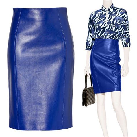 Versace Electric Blue Leather Skirt Blue Leather Skirt Leather Skirt