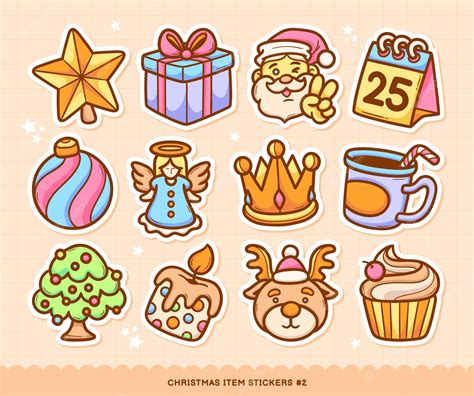 Premium Vector Merry Christmas Stickers Doodle Color Vector Collection