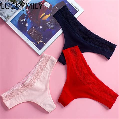 Luckymily Sexy Women Cotton G String Thongs Panties Ladies Seamless Female Underwear Lace Thong