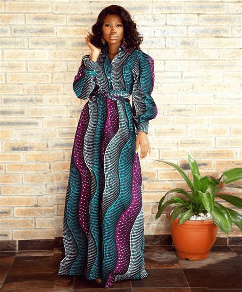 Clipkulture Lady In Beautiful African Print Maxi Dress With Long Sleeves