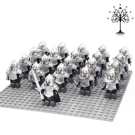 Lord Of The Rings Gondor Soldiers Silver Sword Compatible Lego Gondor Army