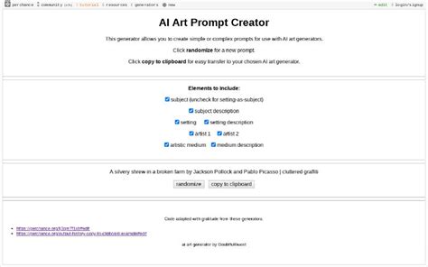 Ai Art Prompt Creator ― Perchance Generator
