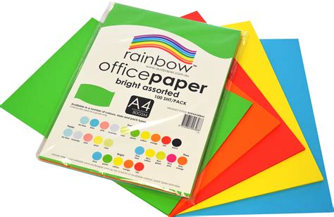 Rainbow A4 Copy Paper 80gsm 500 Sheets Assorted Brights