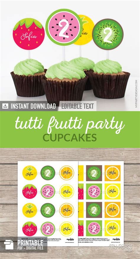 Twotti Frutti Birthday Cupcake Toppers Tutti Frutti Etsy Australia