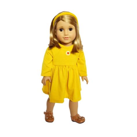 mbd® sunshine and sunflowers dress with headband fits 18 inch dolls 18 inch doll clothes