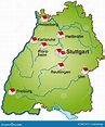 Mapa de Baden-wurttemberg stock de ilustración. Ilustración de ...