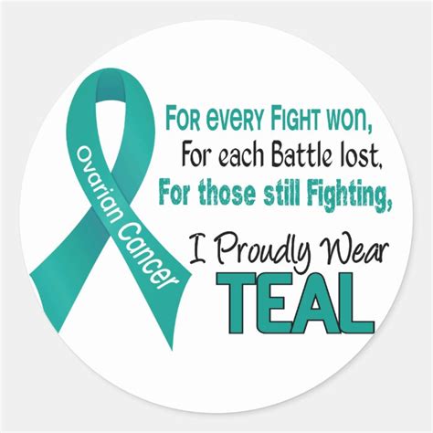 Ovarian Cancer For Everyi Proudly Wear Teal 1 Classic Round Sticker Zazzle