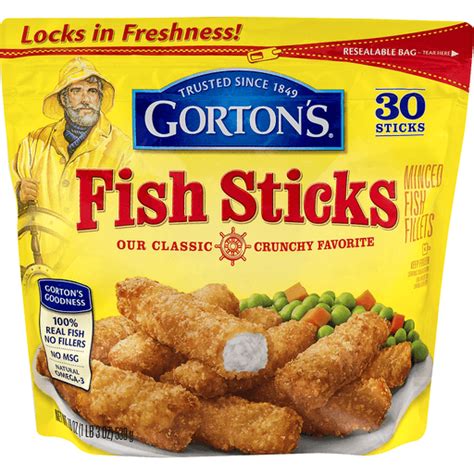 Gortons Crunchy Breaded Fish Sticks Cut From 100 Whole Fish Fillets