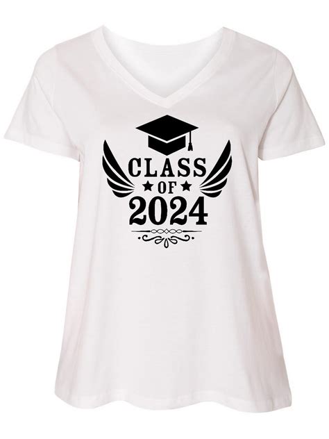 Inktastic Class Of 2024 With Graduation Cap And Wings Womens Plus Size