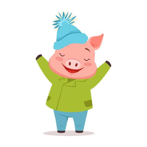 60 Happy Smiling Little Baby Cartoon Pig Animal Farm Vector Stock