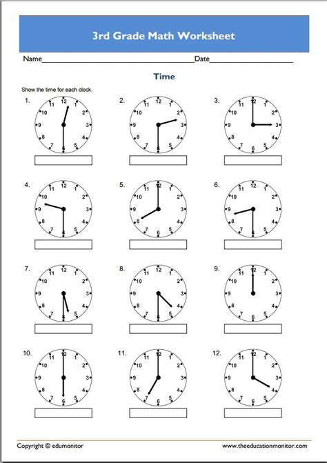 free 3rd grade math worksheets edumonitor