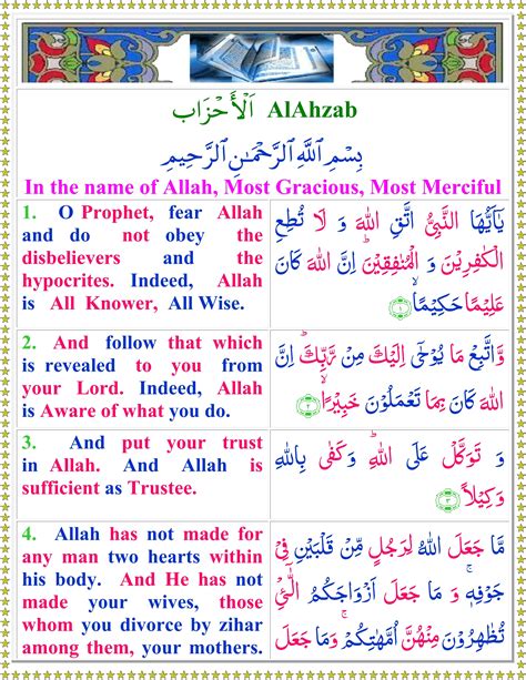 Surah Al Ahzab English Quran O Sunnat