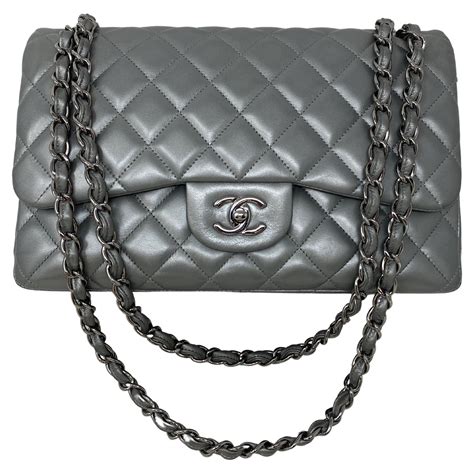 Chanel Silver Metallic Leather And Transparent PVC Naked Small Le