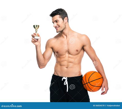 Basketball Player Holding Winners Cup Stock Photo Image Of Joyful