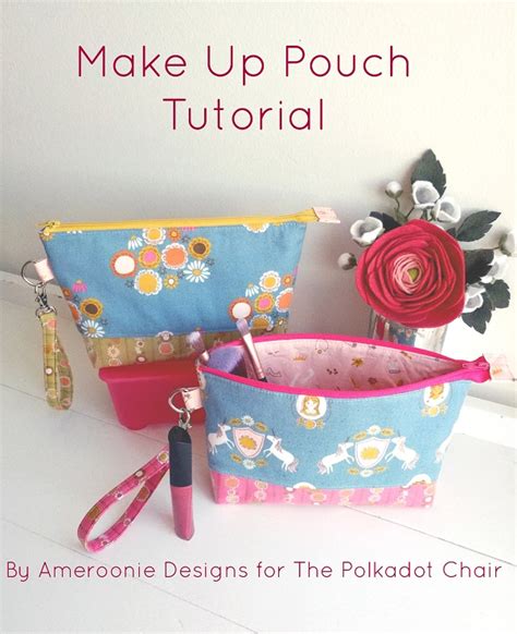 Sewing Pattern Zipper Cosmetic Bag With Vinyl Lining Sewing