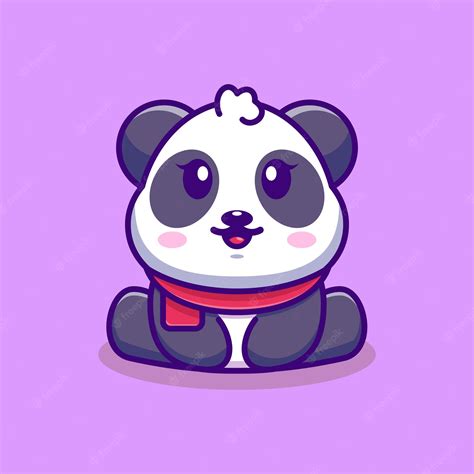 Premium Vector Cute Baby Panda Sitting Cartoon Illustration
