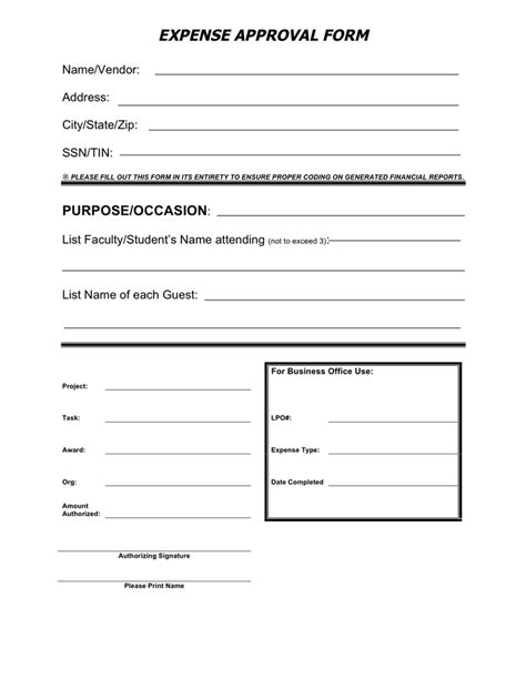 expense approval request form  word   formats
